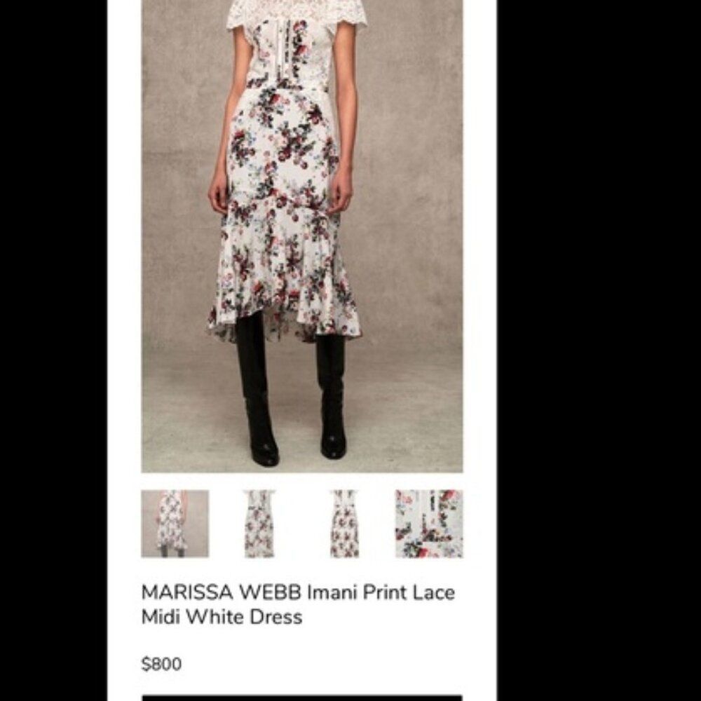 Marissa Webb Imani Dress Gorgeous Back cutout floral silk lace Summer Party midi - Picture 2 of 14